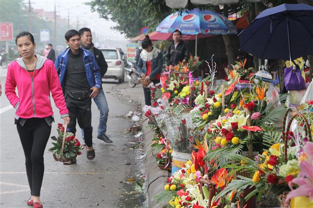 Từ sáng 20-11, tại thành phố Vinh trời không mưa, hơi lạnh, lí tưởng cho các dịch vụ hoa tương
