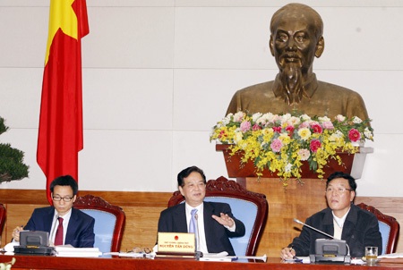 Thủ tướng Nguyễn Tấn Dũng phát biểu kết luận phiên họp. Ảnh: TTXVN. 