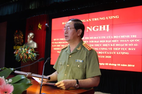 Bộ trưởng Trần Đại Quang phát biểu tại Hội nghị. Ảnh Việt Hưng.