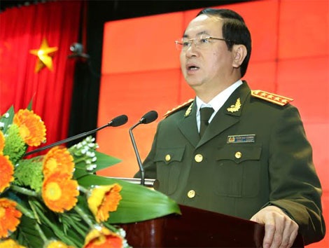 Đại tướng Trần Đại Quang, Ủy viên Bộ Chính trị, Bộ trưởng Bộ Công an phát biểu tại Hội nghị.