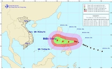 Dự báo đường đi của bão Hagupit - TTDBKTTV Trung ương