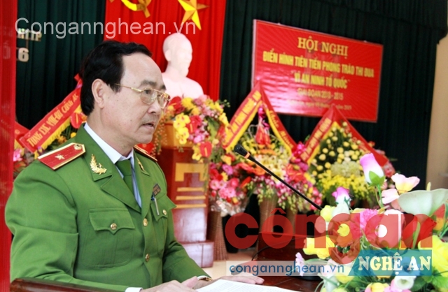 Thiếu tướng Nguyễn Ngọc Mùi, Cục trưởng Tổng cục VIII phát biểu tại Hội nghị
