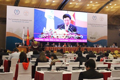 Phó Thủ tướng, Bộ trưởng Ngoại giao Việt Nam Phạm Bình Minh đã phát biểu về tổng quan chính sách đối ngoại của Việt Nam. Ảnh: VGP/Tuấn Dũng