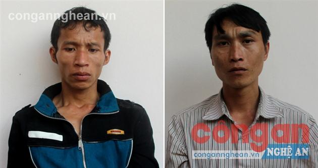 Hai đối tượng Lô Văn Ma (trái)  và Lương Xù Li bị bắt giữ