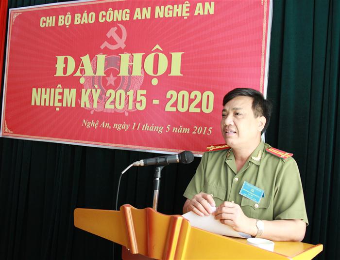 Đại tá Hồ Văn Tứ, Ủy viên BTV Đảng ủy, Phó Giám đốc Công an tỉnh phát biểu chỉ đạo tại Đại hội