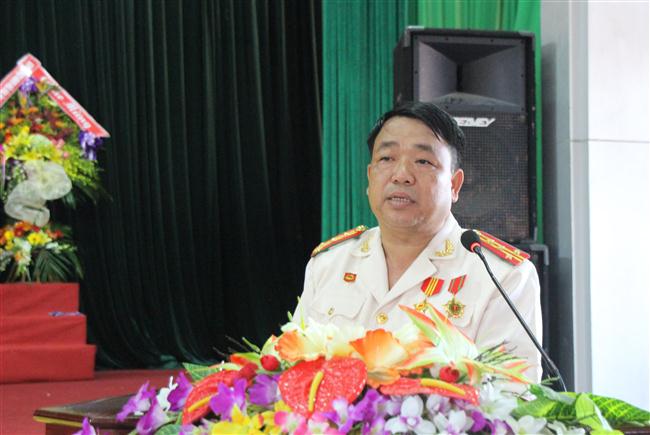 Đồng chí Nguyễn tất Thắng, Trưởng CA huyện Nghi Lộc đọc diễn văn kỷ niệm