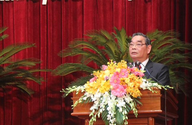 Đồng chí Lê Hồng Anh - Ủy viên Bộ Chính trị, Thường trực Ban Bí thư Trung ương Đảng phát biểu tại buổi lễ