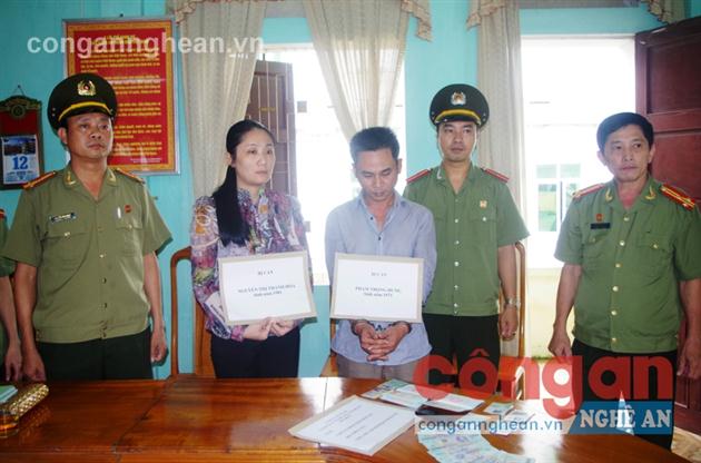 2 đối tượng Nguyễn Thị Thanh Hóa và Phạm Trọng Hưng                            tại cơ quan điều tra