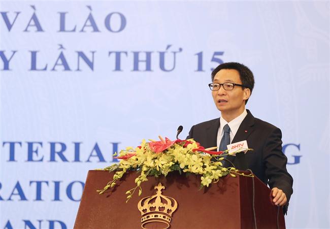 Phó Thủ tướng Vũ Đức Đam phát biểu tại Hội nghị ba bên và song phương cấp Bộ trưởng lần thứ 15 về hợp tác phòng, chống ma túy giữa Việt Nam, Lào, Campuchia. Ảnh: VGP/Đình Nam