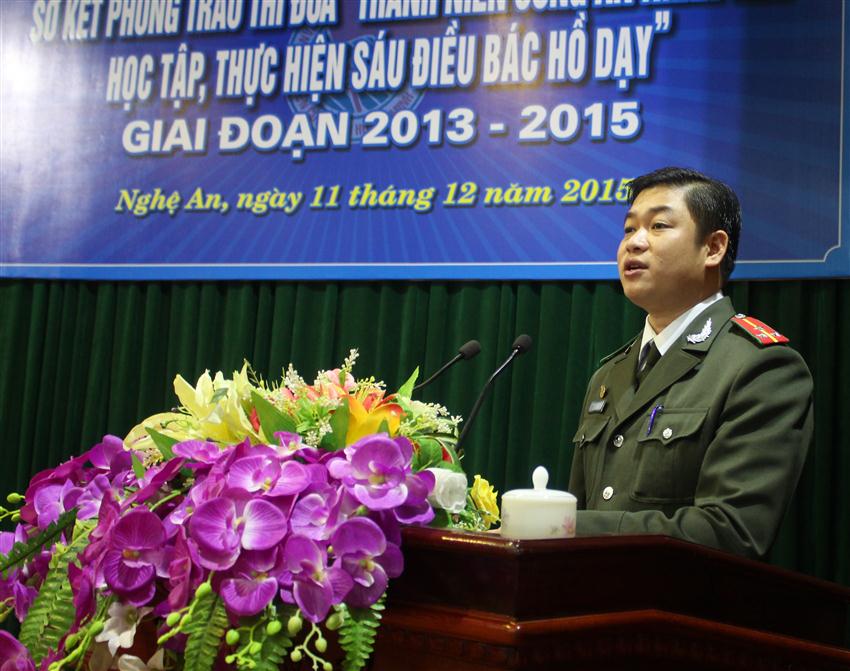 Đồng chí Hoàng Lê Anh, Bí thư Đoàn Thanh niên Công an tỉnh Nghệ An tuyên bố bế mạc hội nghị
