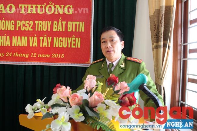 Đồng chí Đại tá Nguyễn Mạnh Hùng – Phó giám đốc Công an tỉnh biểu dương thành tích xuất sắc của tổ công tác, đồng thời phát biểu chỉ đạo