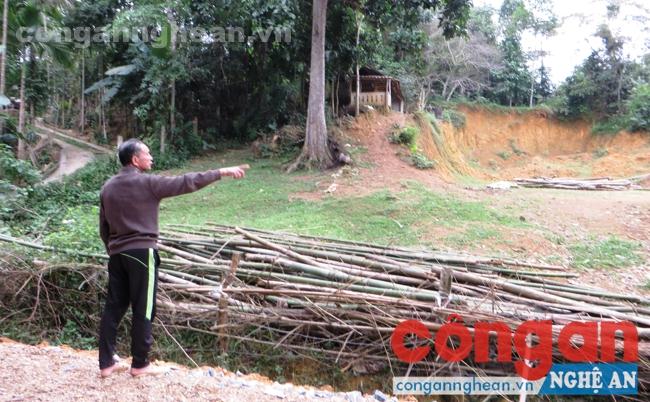 Ông Hồng bên mảnh vườn của bà Tàm mà ông đã mua nhưng nay lại thuộc về ông Nguyễn Tư Đường