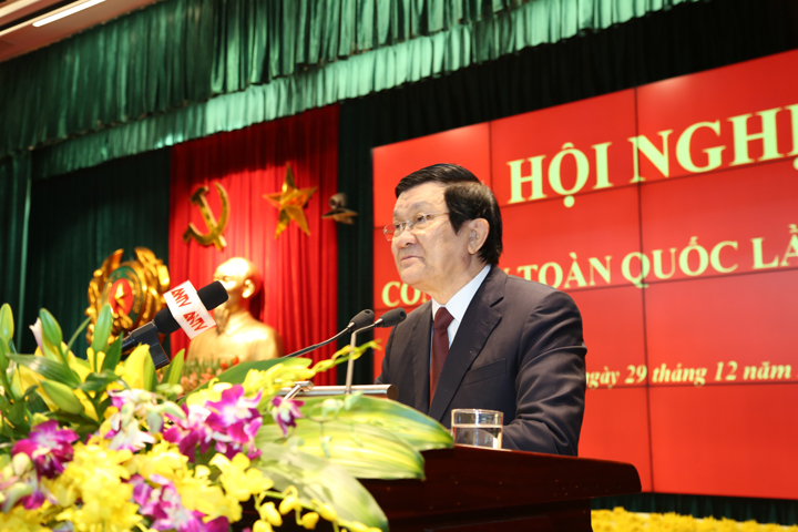 Chủ tịch nước Trương Tấn Sang phát biểu chỉ đạo tại Hội nghị