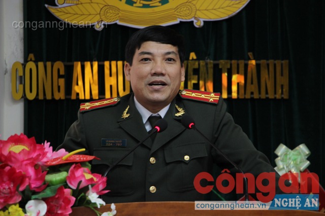 Đồng chí Đại tá Lê Khắc Thuyết - Phó Giám đốc Công an tỉnh phát biểu chỉ đạo hôi nghị