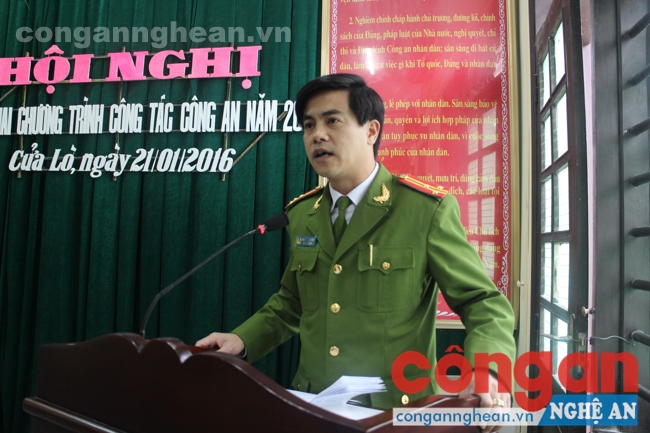 Đồng chí Thượng tá Nguyễn Đức Hải – Phó giám đốc Công an tỉnh phát biểu chỉ đạo tại hội nghị