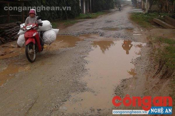 Tuyến đường liên xã 265 đi qua 3 xã Diễn Lộc, Diễn Thọ và Diễn Lợi đang bị xuống cấp nghiêm trọng