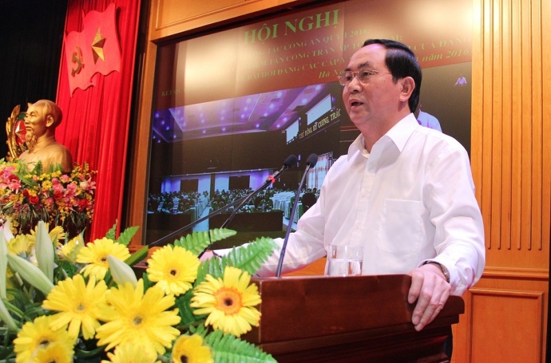 Đồng chí Trần Đại Quang, Chủ tịch nước Cộng hòa XHCN Việt Nam phát biểu chỉ đạo tại Hội nghị.