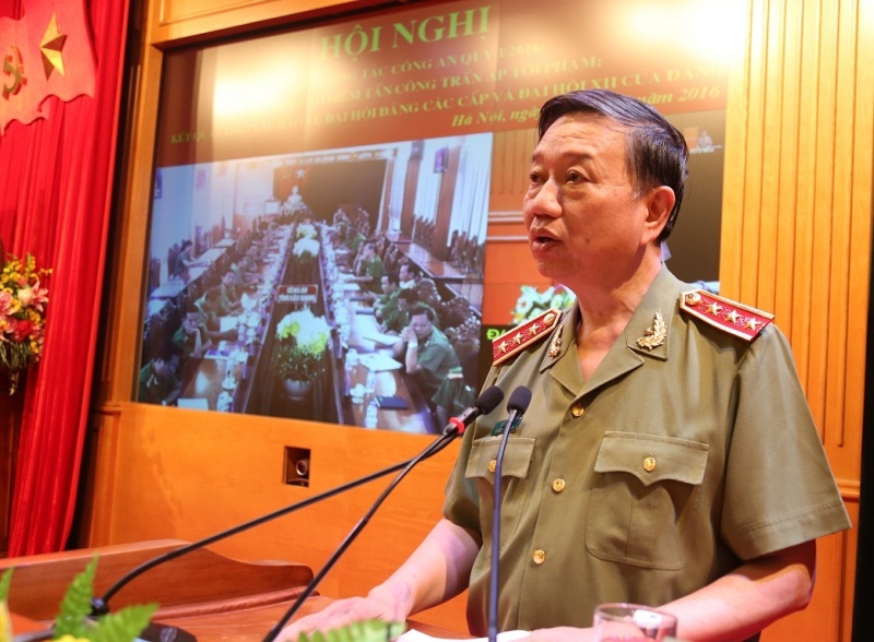 Đồng chí Thượng tướng Tô Lâm, Bộ trưởng Bộ Công an phát biểu tại Hội nghị.