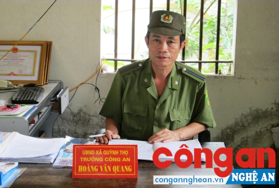 Đồng chí Hoàng Văn Quang, Trưởng Công an xã Quỳnh Thọ