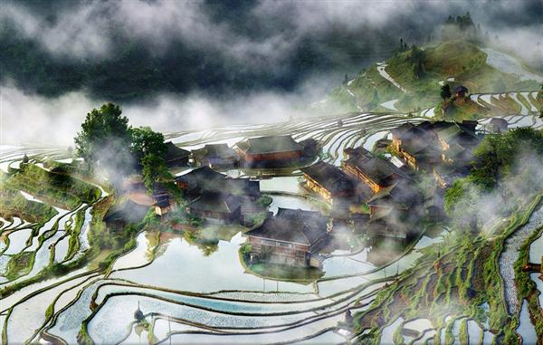  Terraces Village In The Mist, China - Tác giả: Thierry Bornier