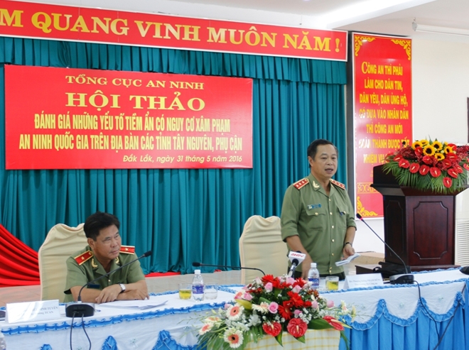  Thượng tướng Phạm Dũng, Thứ trưởng Bộ Công an phát biểu chỉ đạo tại Hội thảo.