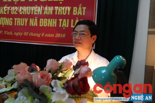 Đồng chí Nguyễn Xuân Sơn - Phó Bí thư thường trực Tỉnh ủy phát biểu tại hội nghị