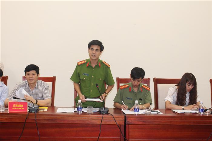 Đồng chí Thượng tá Nguyễn Đức Hải – Phó Giám đốc Công an tỉnh Nghệ An phát biểu tại buổi làm việc