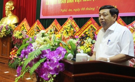 Đồng chí Nguyễn Xuân Đường, Phó Bí thư Tỉnh ủy, Chủ tịch UBND tỉnh phát biểu tại lễ kỷ niệm.