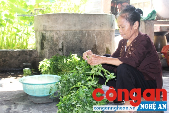 Ở tuổi xế chiều, cựu TNXP Trần Thị Sửu đã tìm được niềm vui bé nhỏ cho riêng mình. (Trong ảnh : Bà Sửu trong giờ sinh hoạt tại chùa Cần Linh)