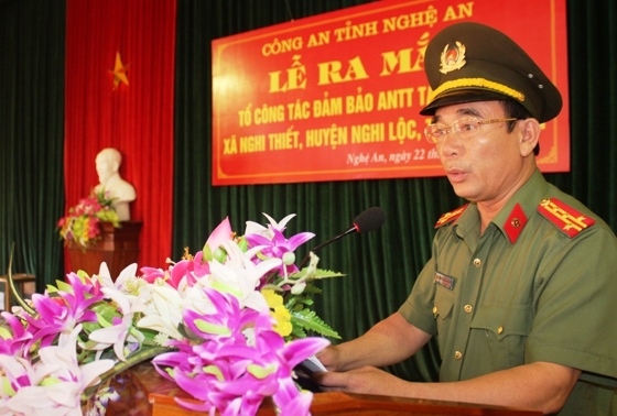 Đồng chí Đại tá Ngô Xuân Đề, Trưởng phòng ANKT khai mạc buổi thành lập Tổ công tác.