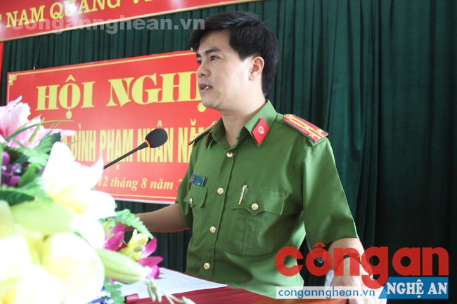 Đồng chí thượng tá Nguyễn Đức Hải, Phó giám đốc Công an tỉnh mong muốn qua Hội nghị này các phạm nhân sẽ có thêm động lực để cải tạo tốt, sớm được trở về hòa nhập với cộng đồng