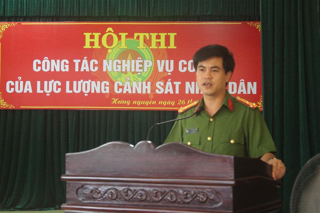 Thượng tá Nguyễn Đức Hải - PGĐ Công an tỉnh phát hiểu tại hội thi