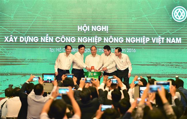 Thủ tướng cùng các đại biểu nhấn nút khởi động chương trình truy xuất nguồn gốc rau an toàn cho TP. Hà Nội và TPHCM