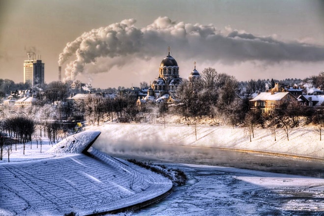 Mùa đông ở thủ đô Vilnius của Litva. Thời điểm chụp bức ảnh này, nhiệt độ ngoài trời đang là -25 độ C.