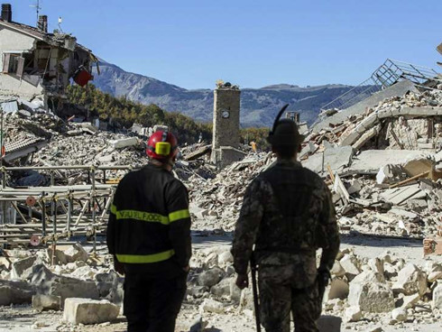 Cảnh đổ nát sau trận động đất ở Italy hồi năm 2016. (Ảnh: AP)