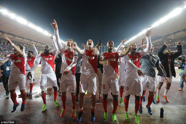 Niềm vui của các cầu thủ Monaco sau chiến thắng ấn tượng trước Man City 