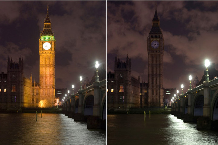 Thủ đô London, Anh cũng hưởng ứng giờ Trái Đất. (Ảnh: Nottingham Post)
