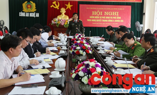 Ban Thường vụ Đảng ủy Công an tỉnh tiến hành kiểm điểm theo Nghị quyết Trung ương 4 khóa XII