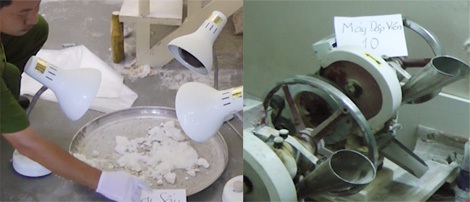 Một số chi tiết của quá trình sản xuất thuốc lắc tại công xưởng của Kỳ Nam.