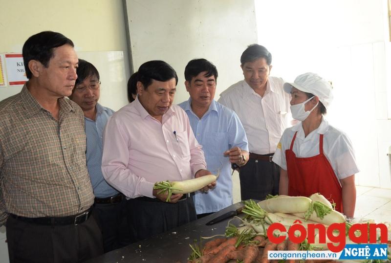 Đồng chí Nguyễn Xuân Đường, Chủ tịch UBND tỉnh và các thành viên Ban chỉ đạo ATVSTP tỉnh kiểm tra các cơ sở tại huyện Nam Đàn