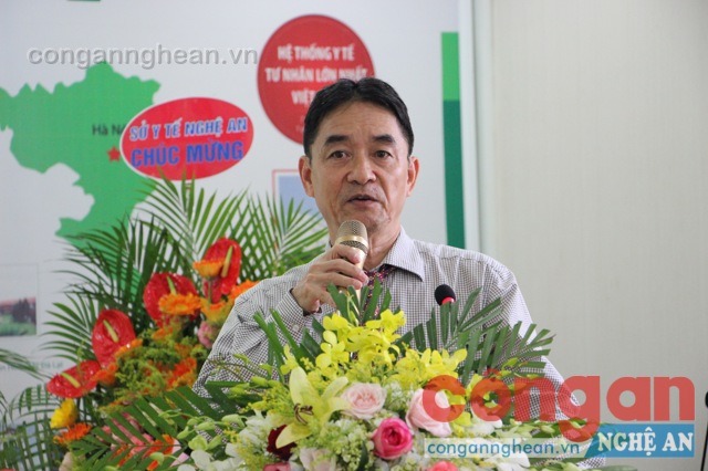 Bác sĩ Lương Từ Hải Thanh - Phó Giám đốc chuyên môn Bệnh viện Quốc tế Vinh phát biểu tại buổi lễ