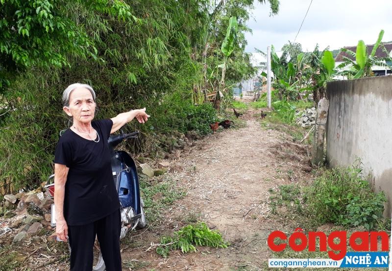  Bà Thuật, vợ liệt sỹ Đặng Quang Minh tại vị trí cho rằng đất gia đình cho mượn rồi bị chiếm đoạt