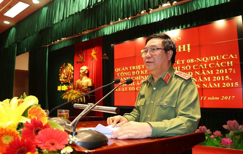 Trung tướng Nguyễn Ngọc Anh phát biểu tại Hội nghị.
