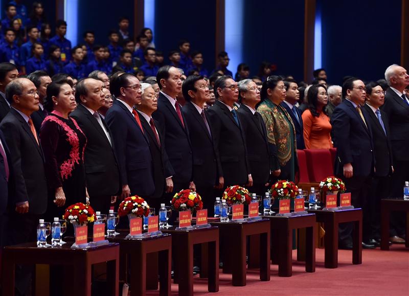 Lãnh đạo Đảng, Nhà nước, MTTQ Việt Nam dự Lễ kỷ niệm. Ảnh: VGP/Nhật Bắc