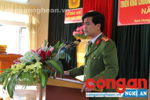 Thượng tá Nguyễn Đức Hải, Phó Giám đốc Công an tỉnh phát biểu chỉ đạo tại Hội nghị