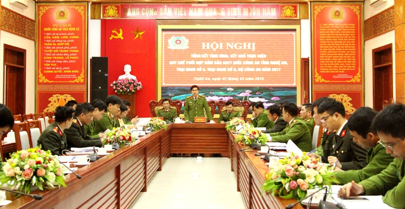 Đồng chí Thượng tá Nguyễn Đức Hải, Phó Giám đốc Công an tỉnh kết luận Hội nghị.