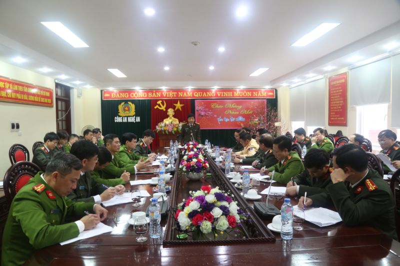 Hội nghị giao ban ANTT tại Công an Nghệ An vào ngày mùng 1 Tết