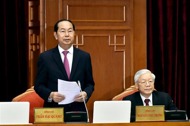 Chủ tịch nước Trần Đại Quang phát biểu tại Hội nghị. Ảnh: VGP/Nhật Bắc