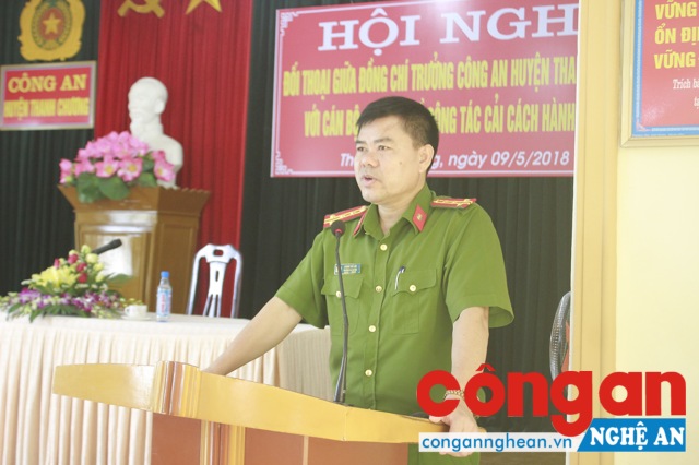 Đồng chí Đại tá Lương Thế Lộc, Trưởng Công an huyện chủ trì Hội nghị