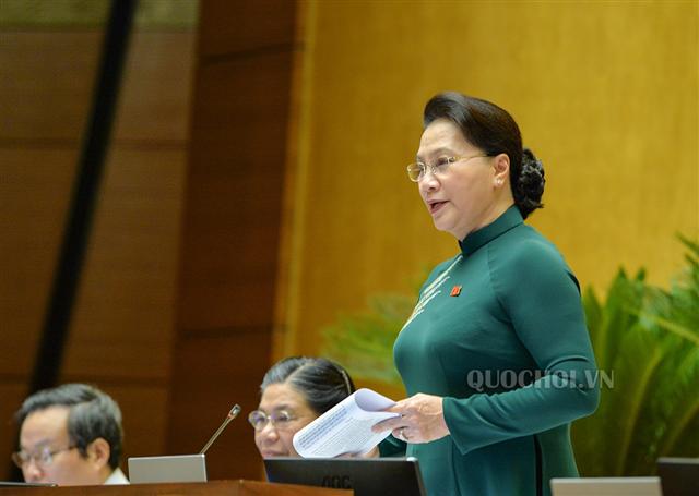 Chủ tịch Quốc hội Nguyễn Thị Kim Ngân phát biểu kết luận phiên chất vấn và trả lời chất vấn của Bộ trưởng Bộ Giao thông- Vận tải